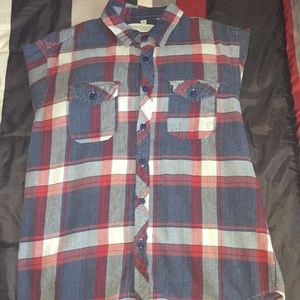 Red, white & blue long sleeve button shirt